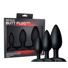 Набор из 3 черных анальных втулок NEXUS BUTT PLUG TRIO SET