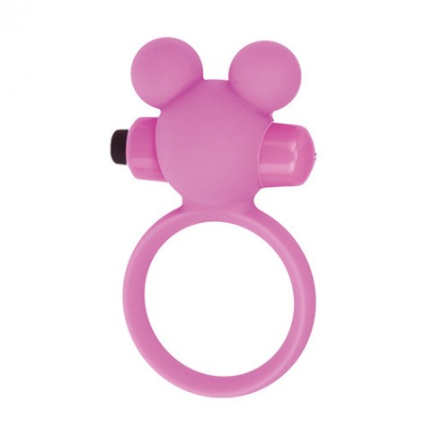 Розовое эрекционное виброкольцо TEDDY COCKRING SILICONE